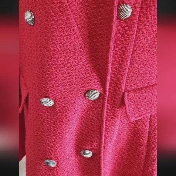 St. John Womens Red Wool Blend Boucle Designer Blazer Jacket 14 - Picture 5 of 15